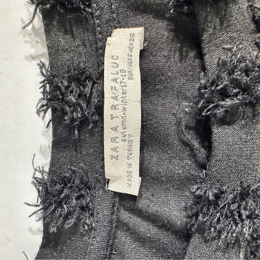 Zara Trafaluc Womens Black Fringe Long Sleeve Shirt - Picture 8 of 12